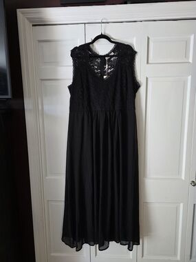 Nemidor Black Lace Chiffon Maxi Dress Plus Size 5X NWT Formal Evening